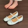 Sapatos Mary Jane Prata Franceses com Elevação Interna Sapatos Femininos 2025 Nova Primavera Laço com Saia Sapatos de Festa