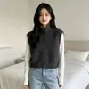 Outono e Inverno Novo Estilo Coreano Casual Estilo Preguiçoso Gola Alta Fio Anel Tricotado Colete Cardigan Colete Solto