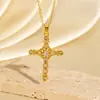 Joia Colar Cruz Cravejado com Diamantes Transfronteiriço Europeu e Americano, Design de Nicho Levemente Luxuoso e de Ponta, Acessórios de Pingente de Cruz Coloridos de Zircônia