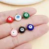 Accesorio de colgante redondo de acero inoxidable con gota de aceite de ojo maligno para pendientes, collares, llaveros y joyería hechos a mano para DIY