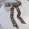 Pañuelo de seda fino y largo de 200 x 5 cm con estampado de leopardo de alta gama, elegante y de moda para mujer, cinturón para el pelo, cinturón para bolso, bufanda larga