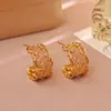 Novos Brincos Stud Chineseos Vazados de Zircônia em Formato de C Leve Luxo Sensação de Alto Padrão Estilo Frio Brincos de Temperamento Exquisitos Modernos Acessórios de Brincos para Mulheres
