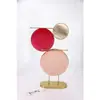 Suporte de Joias de Ferro Forjado em Blocos de Cor Geométrica Rosa Veludo Lantejoula Painel de Brincos Haste para Pendurar Colares Prateleira de Exposição de Brincos de Mesa