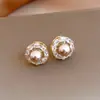 Pendientes de Plata Aguja Estilo Coreano Geométricos de Circonita Letra Perla Pendientes Nicho de Gama Alta Pendientes Retro Sencillos para Mujer