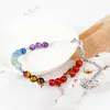 Pulseira de contas de cristal multi-material polida DIY com pedra bruta de cristal natural e corrente ajustável, venda quente transfronteiriça no atacado