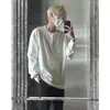 Camiseta de Manga Larga con Cuello Henry para Hombre, Estilo Delgado de Verano, Sudadera Waffle de Alta Gama, Marca de Moda, Corte Holgado, Camiseta Base para Capa Interior