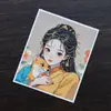 Tíbet Pintado a Mano Dorado Zorro de Nueve Colas Hada Belleza Alta Definición Pintura Thangka Núcleo Colgante Accesorios Lienzo Cabello Recto