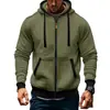 Sudadera con capucha y mangas largas de color liso y bloques de color para hombre, superventas transfronteriza, con cordón y cierre de cremallera, en un estilo deportivo casual de color liso
