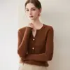 Cárdigan de punto de cachemira con cuello en V, manga larga, a rayas, adelgazante, prenda exterior, nuevo para el invierno 2026