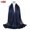 Primavera e Verão novo elegante versátil cor sólida plissado natural chiffon bico fechado lenço lenço lenço em estoque atacado transfronteiriço