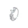 Anillo de circonia con adorno de flor para mujer, simple y elegante, fresco y de cuento de hadas, dulce y moderno, directo del fabricante