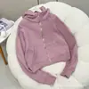 Sudadera con capucha Lulu Bling Mismo estilo para mujer, corte holgado, cierre de cremallera dorada, forro polar, engrosada, corta, ropa de yoga