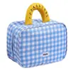 Bolsa de tocador de color contrastante de aspecto elegante con gancho, bolsa de cosméticos de gran capacidad, bolsa de almacenamiento portátil para viajes, bolsa de tocador con separación de húmedo y seco