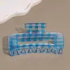 Pinza Rectangular para el Cabello de Cuadros Azules Versátil Estilo Coreano con Acabado de Alta Gama, Pinza de Flor para la Parte Trasera de la Cabeza, Accesorio para el Cabello Pinza de Tiburón