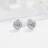 Pendientes de botón geométricos europeos y americanos para mujer, blancos, incrustados, empaquetados individualmente, de plata de ley S925, redondos, con circonita de diamante completo