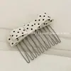 Grampo de Cabelo com Laço de Bolinhas Estilo Coreano Pente de Cabelo Grampo Fofo de Princesa Pente Invertido Presilha de Cabelo Presilha Doce Fresca para Franja
