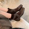 Botas de Tornozelo Patchwork com Tiras Cruzadas que Aumentam a Altura, Estilo Ballet Rotativo, para Outono e Inverno, Botas Populares que Aumentam a Altura