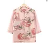 Conjunto Nuevo de Chifón con Mangas Cortas para el Verano 2025 de la Abuela para Mujeres de Mediana Edad y Mayores, Ropa Elegante para Mamá, Conjunto de Camisa de Media Manga