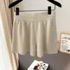 Nuevos Pantalones Cortos de Punto Elásticos de Cintura Alta Sueltos de Pierna Ancha tipo Pantalón de Bota para Mujer para Usar en Otoño e Invierno 2025