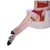 Meias Oleosas Cor da Pele Brilho Seda Costuradas Meias Finas Femininas Peroladas Brilhantes Meias Altas Acima do Joelho Coxa