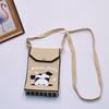 Bolso para teléfono móvil de estilo coreano con diseño de panda pequeño, bandolera de punto, bolso de mano con solapa, bolso informal para salir