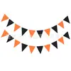 Fabricante Personalizado Cor Pura Laranja Preto Bandeirola Triângulo Halloween Flor Puxada Plástico Papel Decoração Festa de Halloween