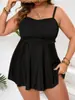 Trajes de Baño Plus Size Transfronterizos para Mujer, Estilo Falda con Volantes, Traje de Baño Conservador, Bikini Plus Size para Vacaciones