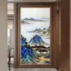 Tela de Partição Dobrável e Móvel para Hall de Entrada em Vidro Artístico de Alta Qualidade, Luxo Leve, Filigrana Artesanal com Esmalte Colorido