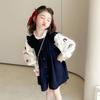 Vestido Camisa Bordado Estilo Infantil Nuevo Estilo Primavera 2025 Traje de Falda de Dos Piezas para Niños Primavera y Otoño