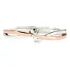 Anillo Transfronterizo de Plata de Ley S925 con Hebilla Trenzada, Anillo Bicolor Electrochapado para Mujer, Anillo Sencillo y de Moda para el Dedo Índice Estilo Europeo y Americano