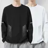 Camiseta masculina de manga comprida, oversized e de corte solto, perfeita como camada base para o outono, com estampas da moda e cores lisas, versátil e estilosa