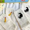 Calcetines de Media Caña con Estilo Japonés, Gatito de Dibujos Animados Lindo, Nuevos para Primavera y Otoño, Ilustración Linda, Tacón de Terciopelo, Puntos de Colores, para Estudiantes