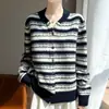 Suéter Cardigan de Punto de Nicho de Moda Estilo Coreano Holgado Chaqueta de Lana Perezosa Suéter Fair Isle de Gama Alta Modelo Nuevo