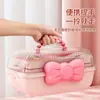 Caja de almacenamiento para accesorios para el cabello de niños, scrunchies, collares, cubierta transparente de gran capacidad, organizador de escritorio por capas, lindo organizador de pinzas para el cabello