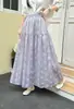 Saia Midi de Chiffon com Bordado Delicado e Bolinhas Estilo Coreano, Saia Midi Plissada de Cintura Elástica para o Verão com Barra Larga
