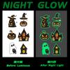 Pegatina de tatuaje luminosa de Halloween con forma de calabaza fantasma y castillo para mujer, resistente al agua, duradera, para brazo y hombro, decoración para fiestas infantiles.