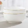 Cuenco de Cerámica Simple de Lujo Ligero Jingdezhen Hueso de China Hogareño Cerámico para Comedor Cuenco Grande para Sopa Cuenco para Fideos