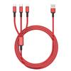 Cable de datos de carga rápida 3A de tela tejida/nylon uno a tres, cable de carga tres en uno para Apple Android TypeC en stock