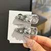 Pinza para el Cabello Brillante de Diamantes de Alta Gama con Diseño de Letra Personalizada, Pinza Lateral en Forma de Corazón, Elegante Pasador de Cruz, Pinza de Pato para Mujer