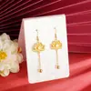Collar Dorado de Larga Duración y Resistente al Desgaste con Diseño de Loto, Nuevos Aretes y Anillos de Estilo Chino de Verano para Mujer, Joyería de Cobre Dorado Imitación de Alta Gama