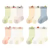 26 Calcetines Infantiles Transpirables Inalámbricos Sin Costuras, Calcetines Delgados de Dibujos Animados para Bebés y Niños Pequeños, Calcetines de Malla Grande para Niños Pequeños de Primavera y Verano, Paquete de Tres Pares