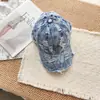 Gorra de Béisbol Vintage de Mezclilla Rasgada para Hombres y Mujeres, Estilo Callejero Primavera y Verano, Fresca Desgastada Bloqueo de Color Visera Solar Transpirable Gorra de Béisbol