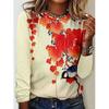Popular camiseta de manga larga 3D para comercio exterior europeo y americano 2024, mujer, color liso, figura de flor, ropa para mujer de comercio exterior europeo y americano, un pelo lacio