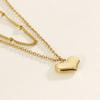 Sencillo colgante de metal de acero inoxidable con forma de corazón de durazno, collar de cadena de cuentas de doble capa, para clavícula, amor de chica dulce