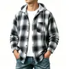 Nueva camisa de manga larga a cuadros para hombre, de marca de moda versátil para comercio exterior de primavera y otoño, camisa con capucha casual holgada de moda para pareja