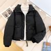 Abrigo corto de algodón acolchado de otoño e invierno 2023 para mujer, cuello alto, estilo coreano, pequeño abrigo de algodón acolchado grueso con forro polar, abrigo de pan, abrigo de invierno