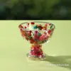 Copo de Sorvete Criativo, Copo de Vidro de Camada Dupla Preenchido com Flores Secas de Alto Borossilicato, Taça Transfronteiriça, Copo de Sobremesa de Aparência Sofisticada