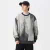 Suéter de Gola Redonda Jacquard Quente de Inverno Novo Masculino Solto Plus Size Estilo Japonês Retrô Suéter Versátil Tendência