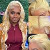 Peluca Frontal de Encaje 13*4 para Mujer de Longitud Media Blanca de Onda Grande Cabello Largo Rizado Cubre Cabeza Completa
