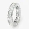 Nuevo Anillo de Plata de Ley S925 Estilo Europeo y Americano Corte Esmeralda Color D con Moissanita para Mujer, Estilo Ins Nicho Lujo Ligero